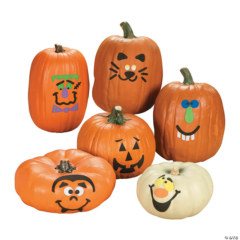 1/4" - 5 1/2" Halloween Foam Pumpkin Decorating Craft Kit - Makes 12 Image