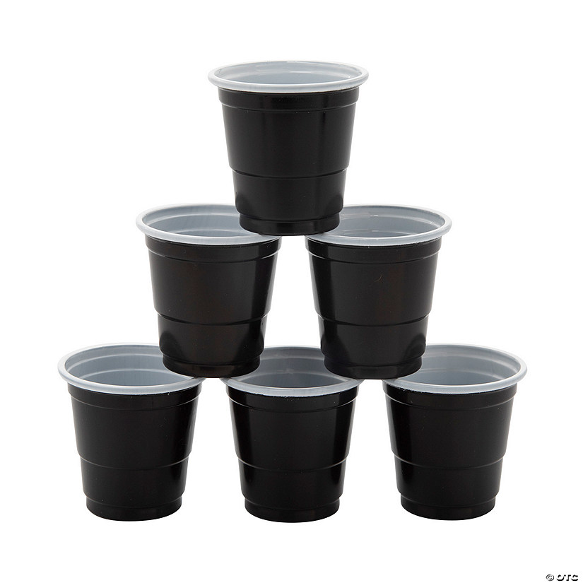 1.5 oz. Bulk 50 Ct. Black Party Cup Disposable Plastic Shot Glasses Image