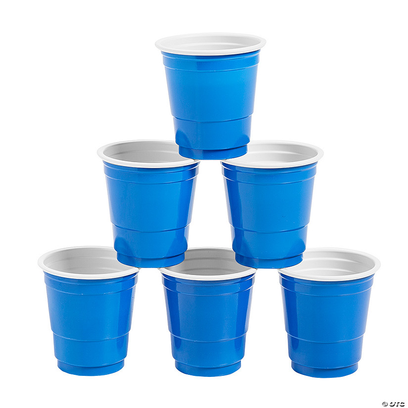 1.5 oz. Bulk 50 Ct. Blue Party Cup Disposable BPA-Free Plastic Shot Glasses Image