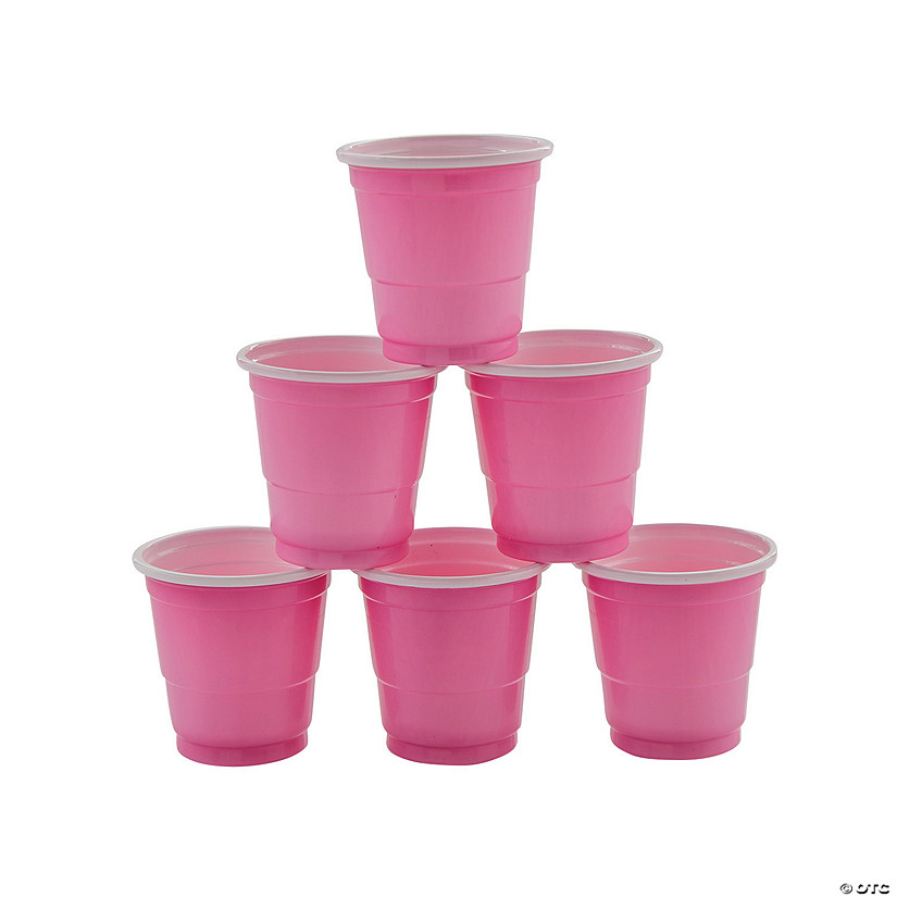1.5 oz. Bulk 50 Ct. Pink Party Cup Disposable Plastic Shot Glasses Image