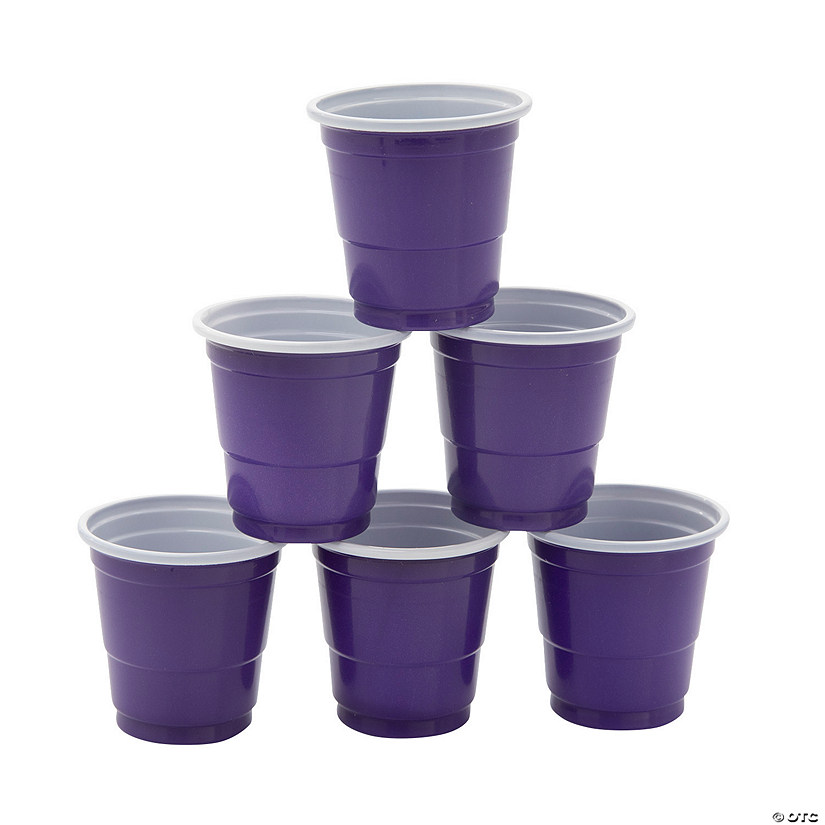 1.5 oz. Bulk 50 Ct. Purple Party Cup Disposable Plastic Shot Glasses Image