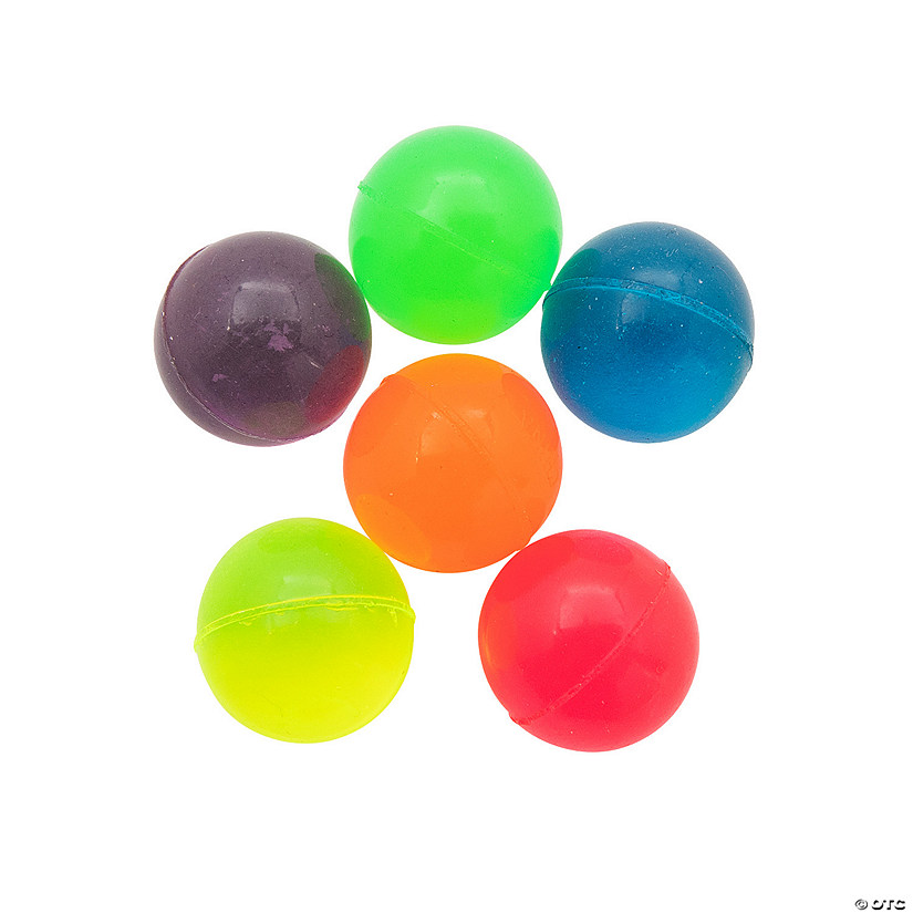 1" Bulk 144 Pc. Mini Bright Neon Rubber Bouncy Ball Assortment Image