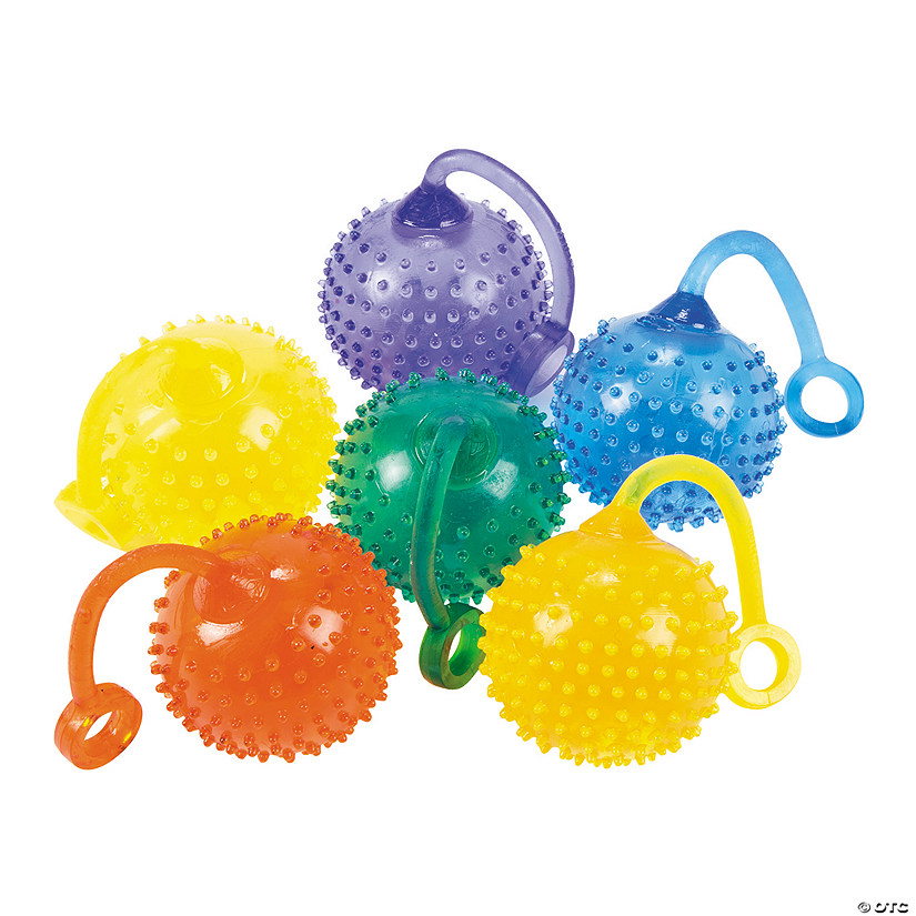1" Mini Orange, Yellow, Green, Blue & Purple Rubber Water Ball YoYos - 24 Pc. Image