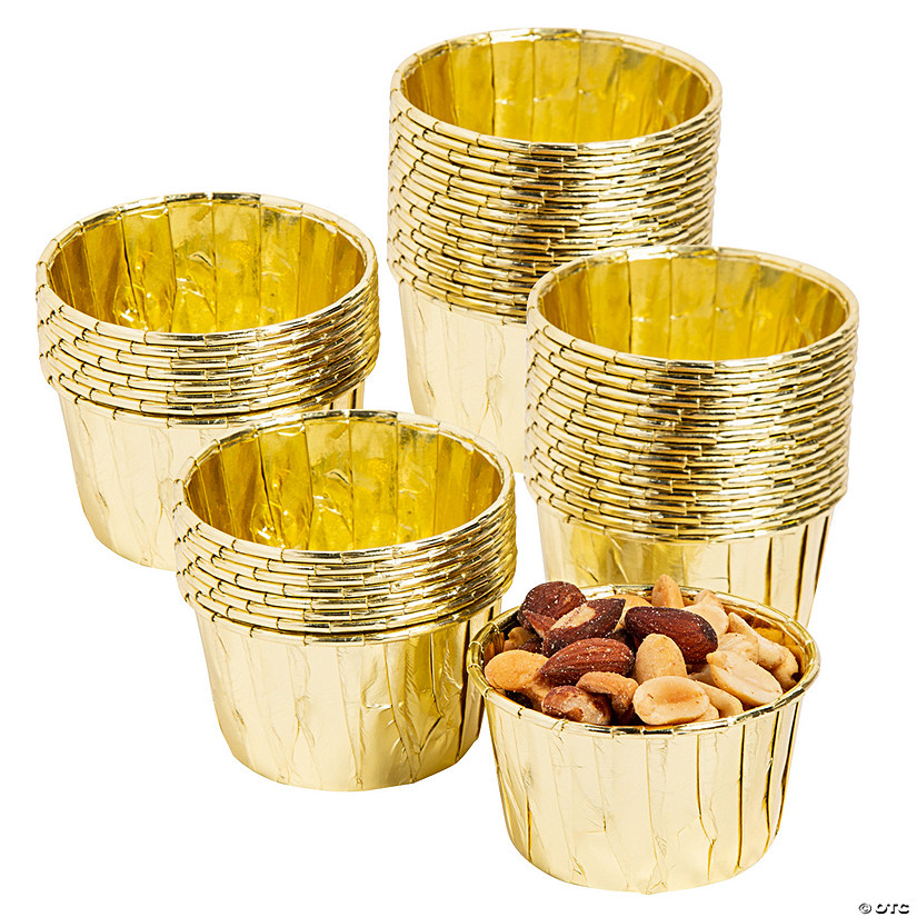 1" x 2 3/4" Bulk 100 Pc. Gold Foil Disposable Treat Cups Image
