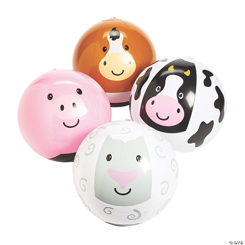 10" - 11" Inflatable Farm Animal Character Ball Toys - 12 Pc. Image