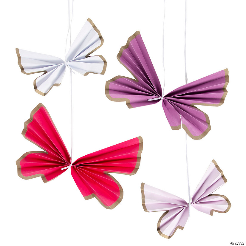 10" - 14" Butterfly Wing Hanging Paper Fans - 6 Pc. Image