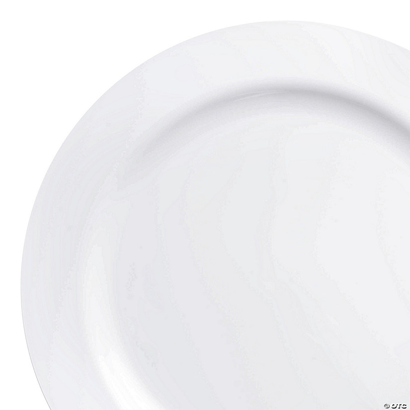 10.25" Solid White Economy Round Disposable Plastic Dinner Plates (50 Plates) Image