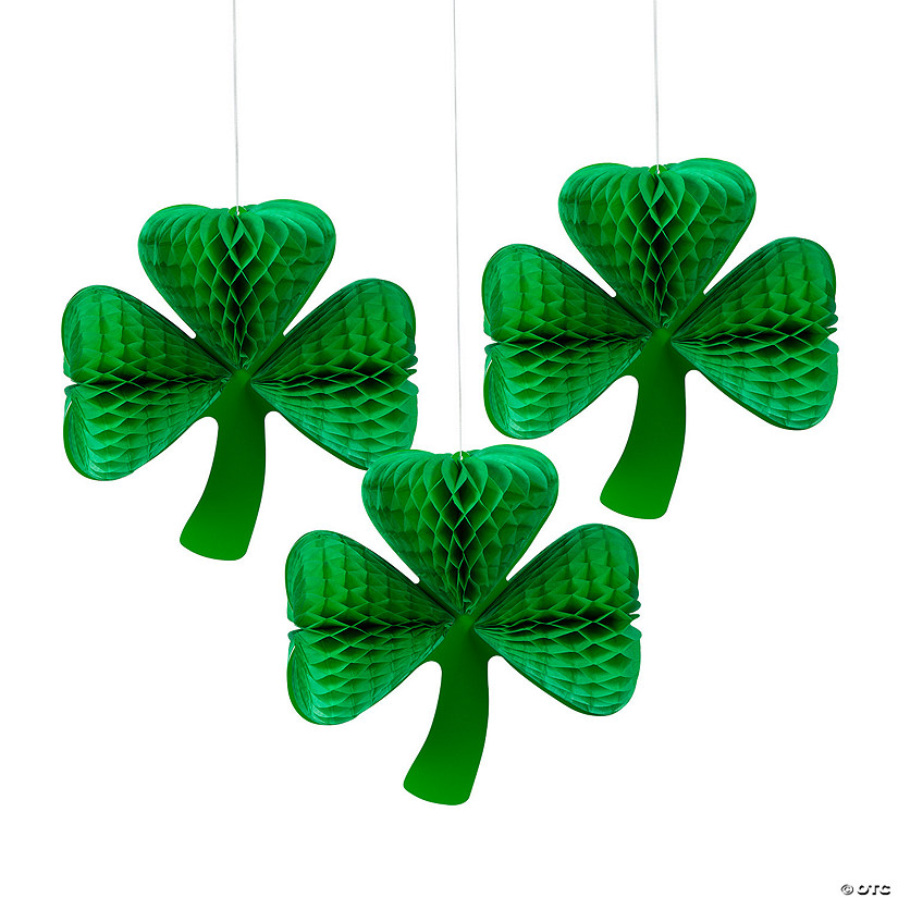 10 3/4" St. Patrick&#8217;s Day Hanging Clover Decorations - 3 Pc. Image