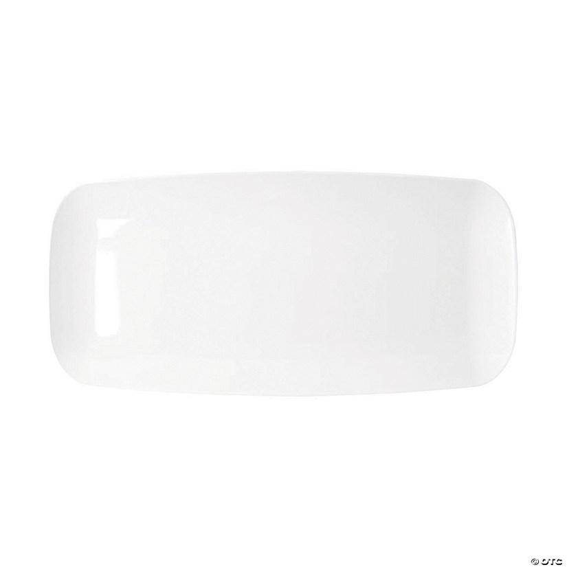 10.6" x 5" Solid Clear Flat Raised Edge Rectangular Disposable Plastic Plates (120 Plates) Image