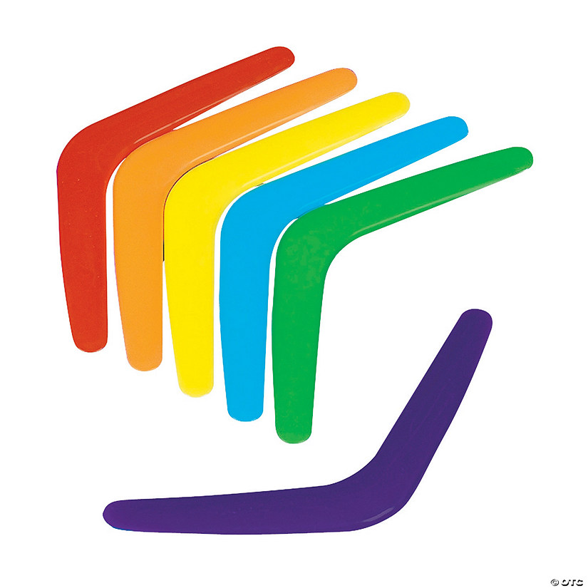 10" Bulk 48 Pc. Bright Rainbow Colored Boomerangs Assortment Image