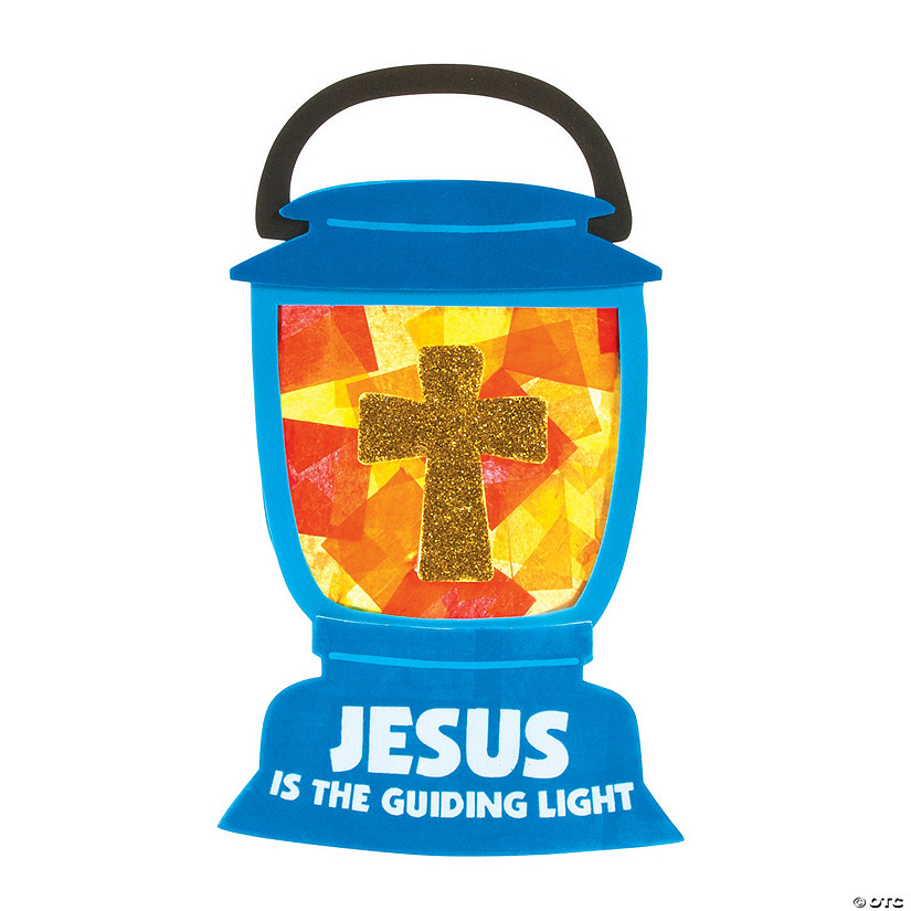 10" Jesus Lights the Way Tissue Paper Acetate Sign Craft Kit- Makes 12 Image