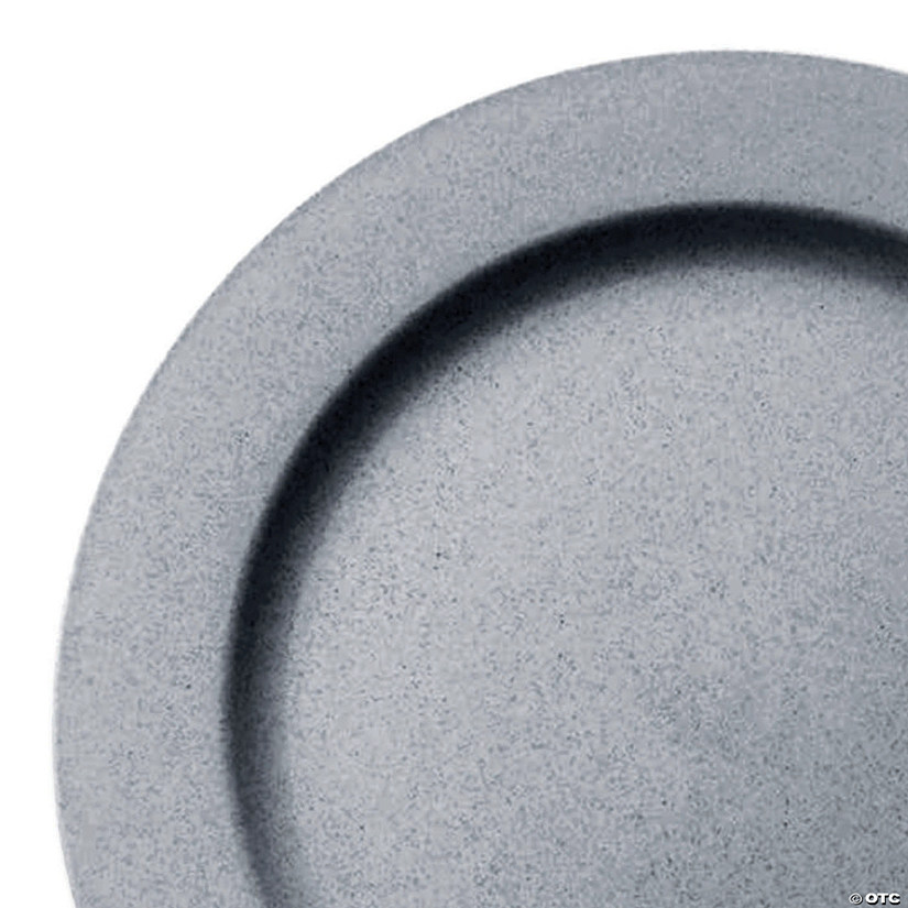 10" Matte Steel Gray Round Disposable Plastic Dinner Plates (120 Plates) Image