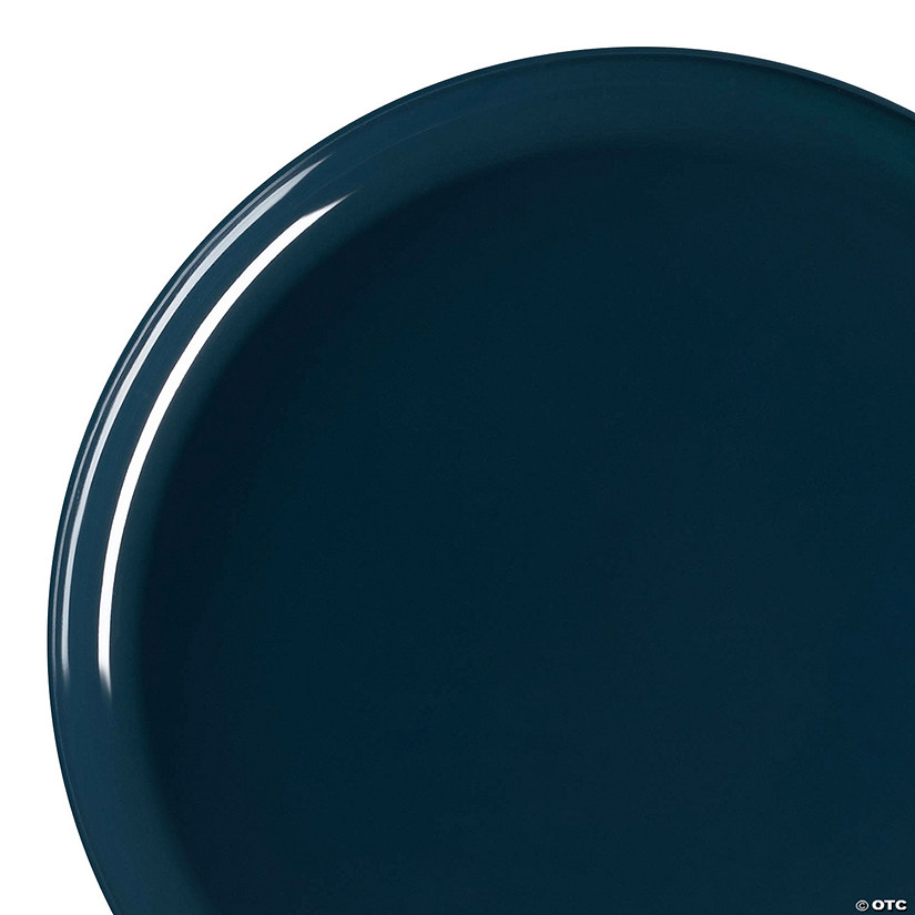 10" Navy Flat Round Disposable Plastic Dinner Plates (40 Plates) Image