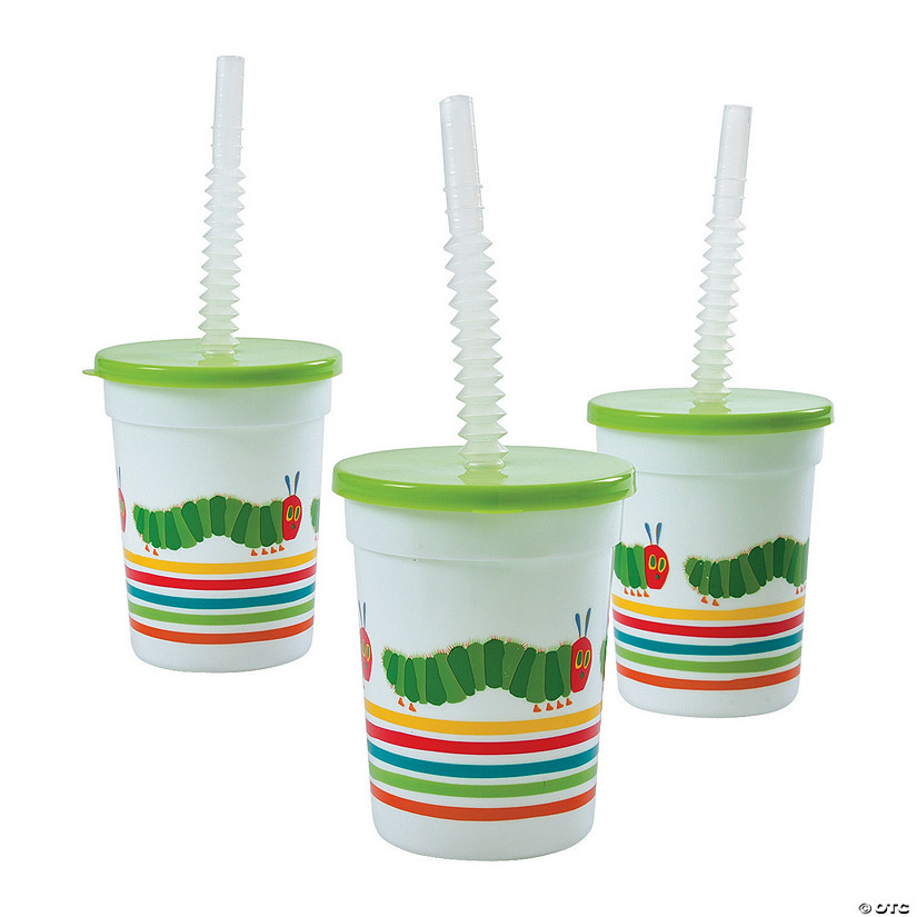 10 oz. World of Eric Carle The Very Hungry Caterpillar&#8482; Reusable BPA-Free Plastic Cups with Lids & Straws - 8 Ct. Image