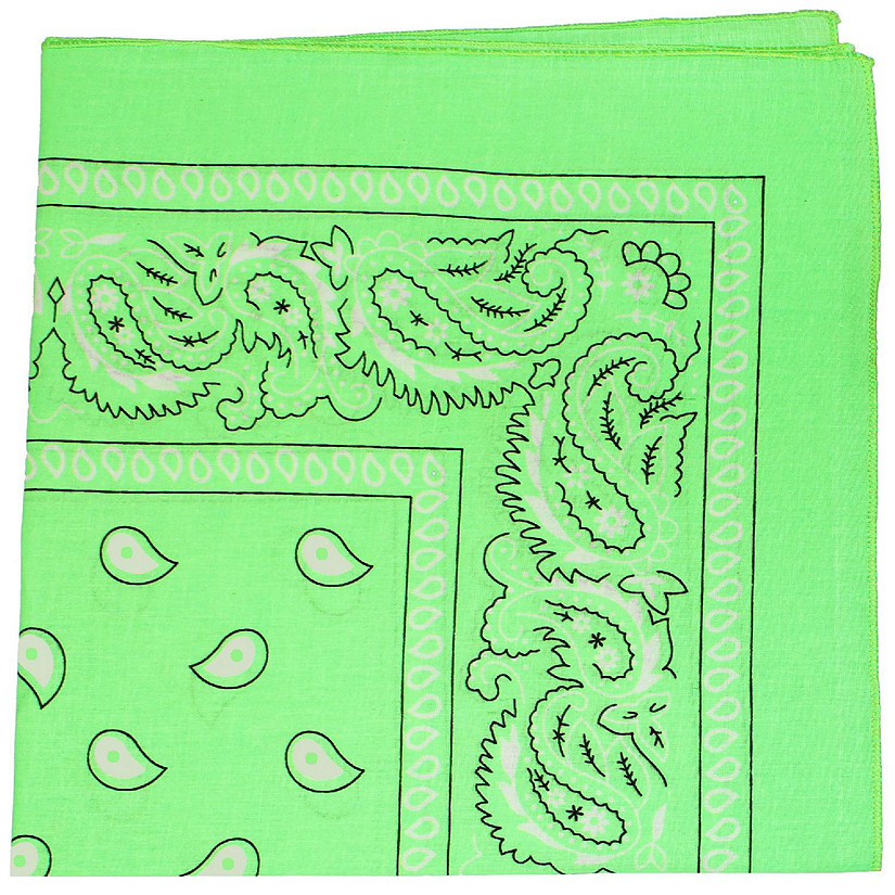 10 Pack Mechaly Dog Bandana Neck Scarf Paisley Cotton Bandanas - Any Pets (Neon Green) Image