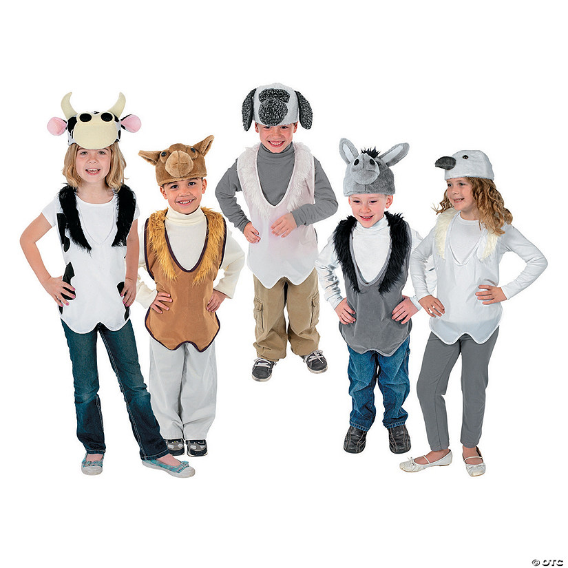 10 Pc. Nativity Costume Animal Slip-On Vest & Hat Sets for 5 Image