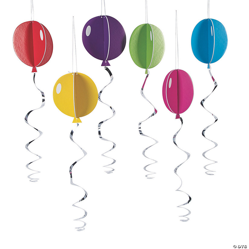 10" Slotted Balloons Hanging Swirls - 6 Pc. Image