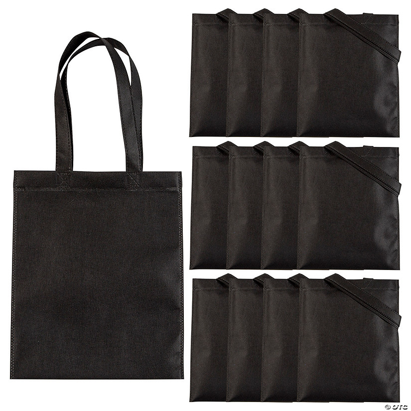 10" x 12" Medium Black Nonwoven Tote Bags - 12 Pc. Image