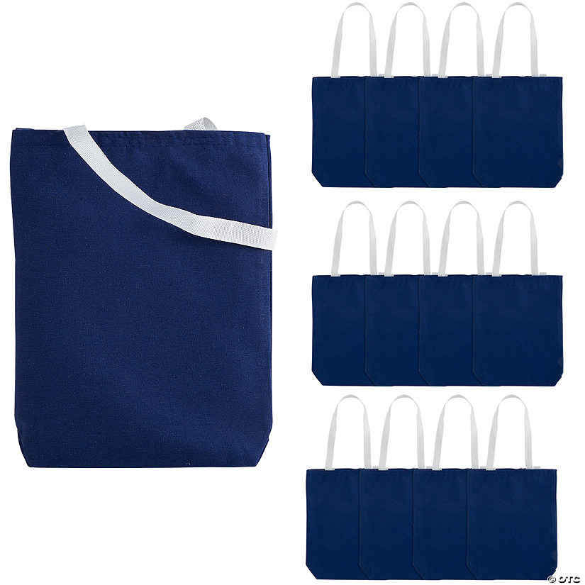 10" x 12" Medium Blue Canvas Tote Bags - 12 Pc. Image