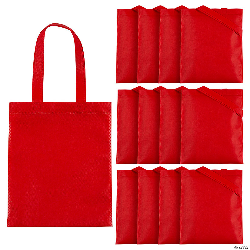 10" x 12" Medium Red Nonwoven Tote Bags - 12 Pc. Image