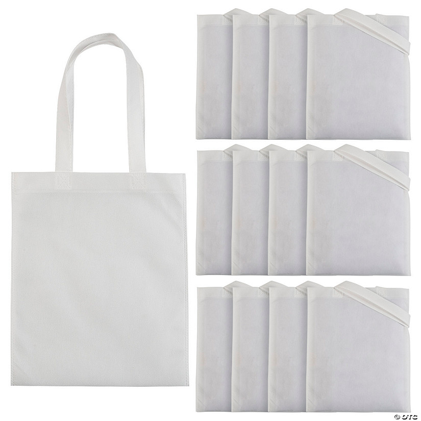 10" x 12" Medium White Nonwoven Tote Bags - 12 Pc. Image