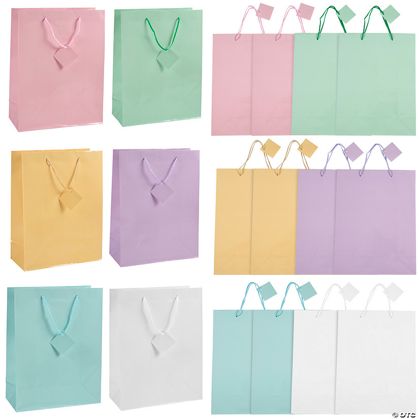10" x 13" Large Pastel Paper Gift Bags - 12 Pc. Image