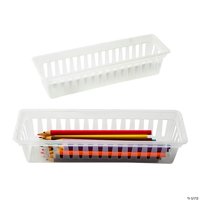10" x 3" Clear Plastic Classroom Pencil & Marker Baskets - 6 Pc. Image