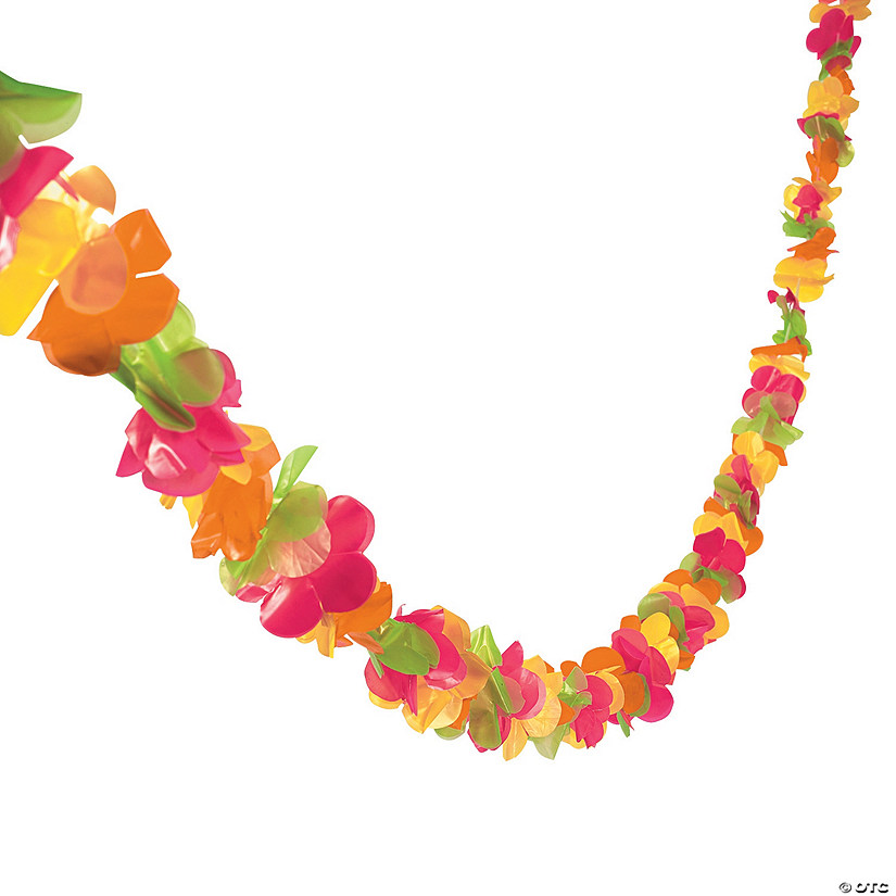 100 Ft. x 2" Multicolored Hawaiian Flower Lei Plastic Garland Image
