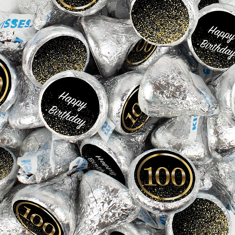 100 Pcs 100th Birthday Candy Chocolate Party Favor Hershey's Kisses Bulk (1lb) Image