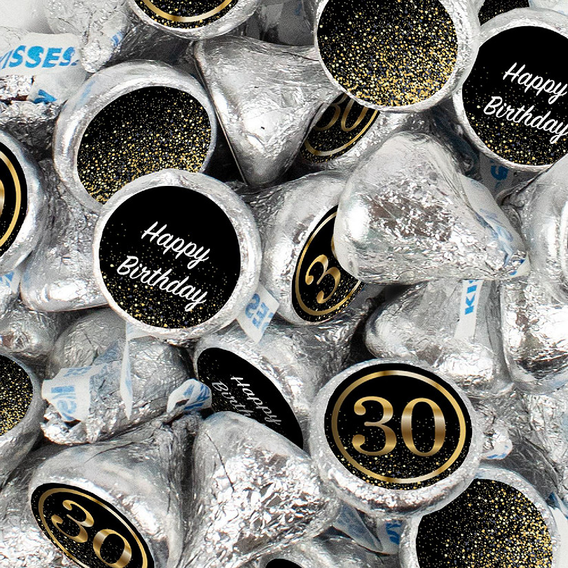 100 Pcs 30th Birthday Candy Chocolate Party Favor Hershey's Kisses Bulk (1lb) Image