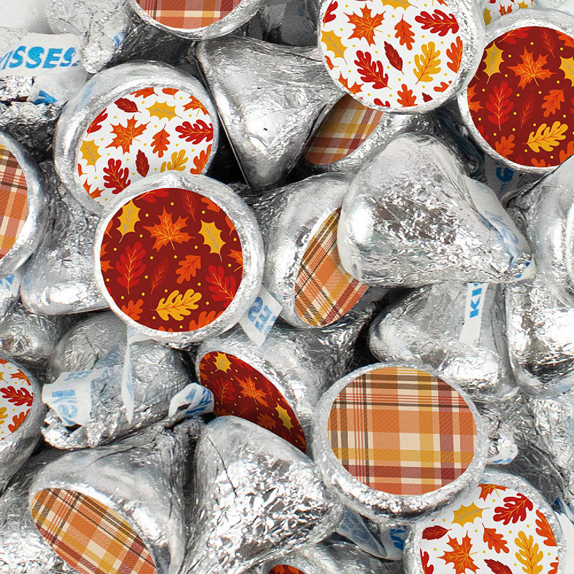 100 Pcs Fall Candy Chocolate Hershey's Kisses (1lb) - Autumn Leaves Image