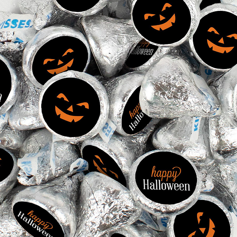 100 Pcs Halloween Party Candy Chocolate Hershey's Kisses (1lb) - Jack O Lanterns Image