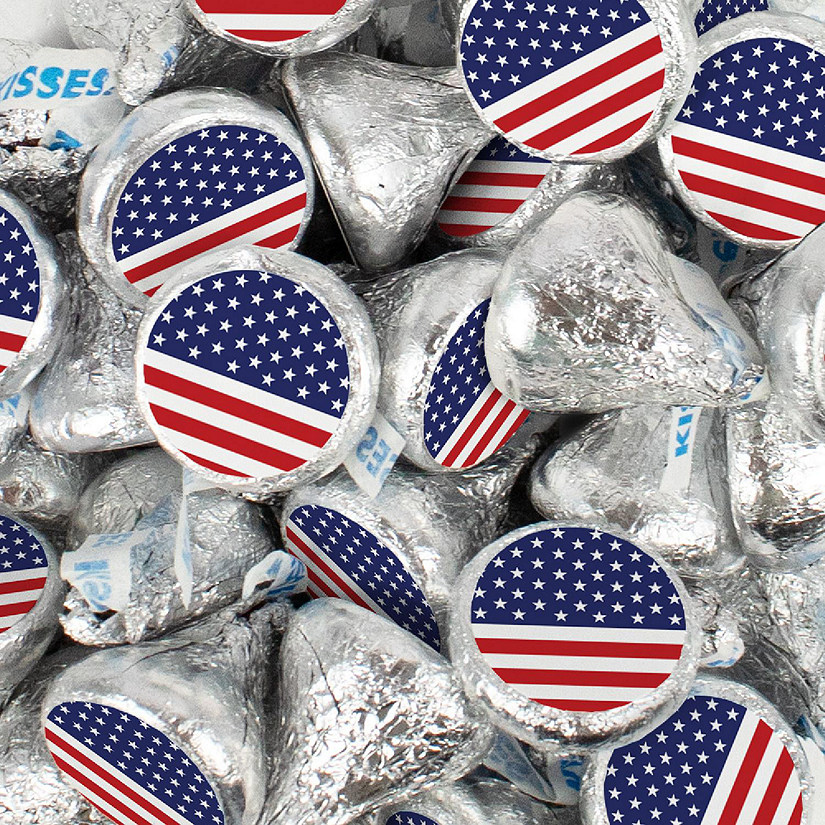 100 Pcs Patriotic Candy Red White & Blue Hershey's Kisses Milk Chocolate (1lb, Approx. 100 Pcs) Image