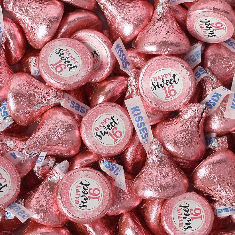 100 Pcs Sweet 16 Birthday Candy Hershey's Kisses Milk Chocolate (1lb, Approx. 100 Pcs)  - By Just Candy Image