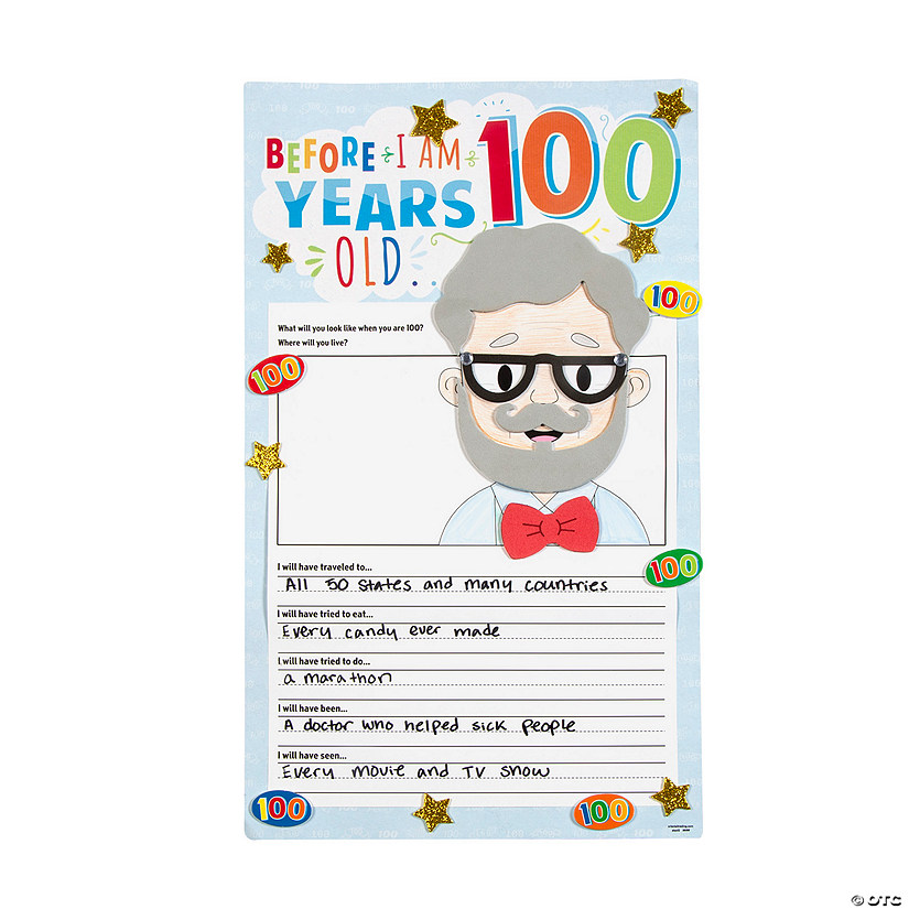 100th Day Before I Am 100 Years Old Writing Prompt Craft Kit &#8211; Makes 12 Image