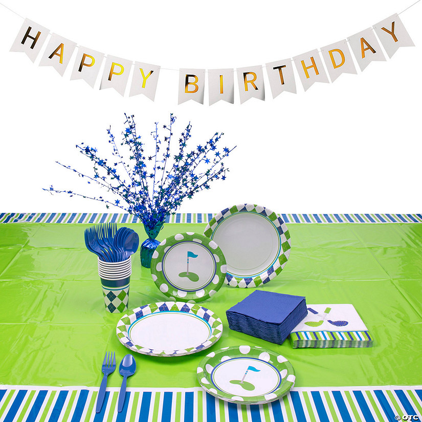 109 Pc. Golf Birthday Party Tableware Kit for 8 Guests Image