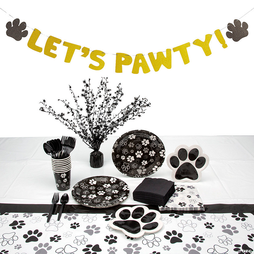 109 Pc. Paw Print Deluxe Disposable Tableware Kit for 8 Guests Image