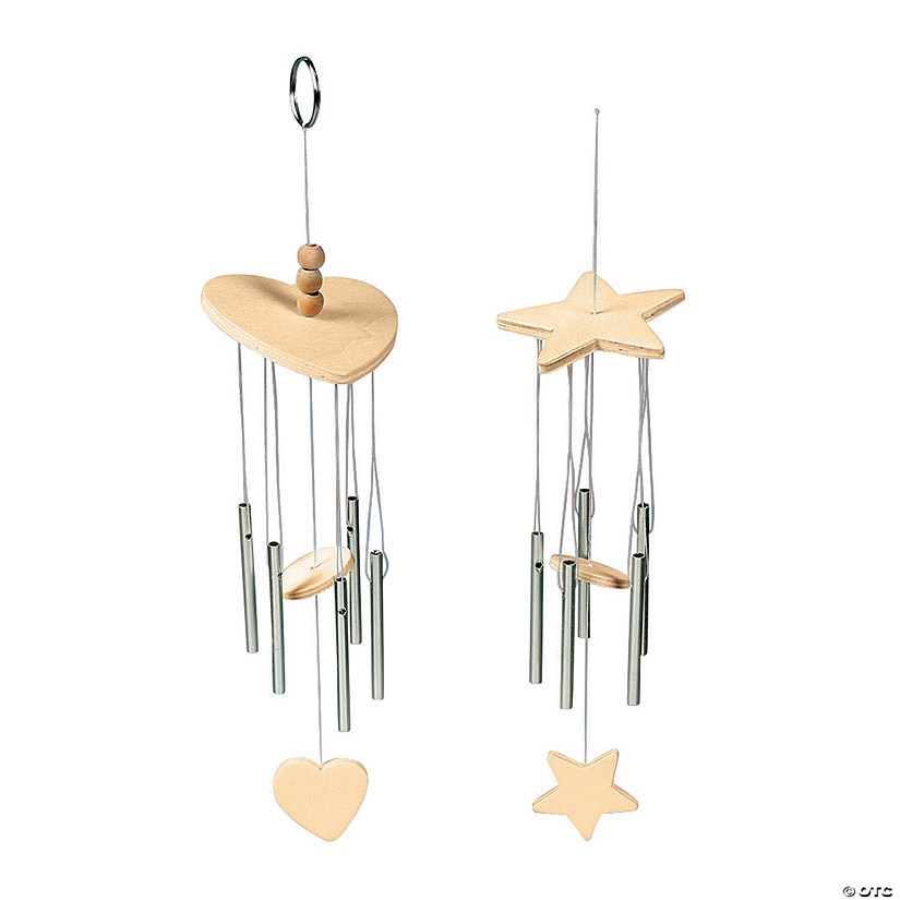 11 1/2" DIY Craft Unfinished Wood & Metal Wind Chimes - 12 Pc. Image