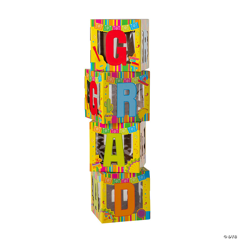 11 1/2" x 11 1/2" Grad Fiesta Stacked Cardstock Boxes - 4 Pc. Image