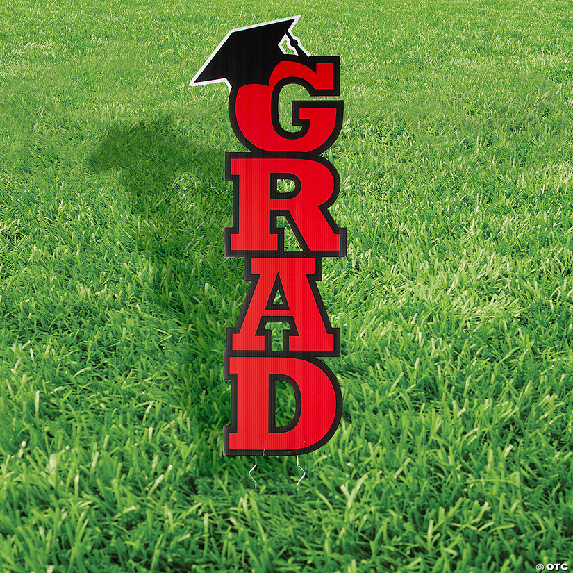 11" x 30" Red Graduation Party Yard Stake Image