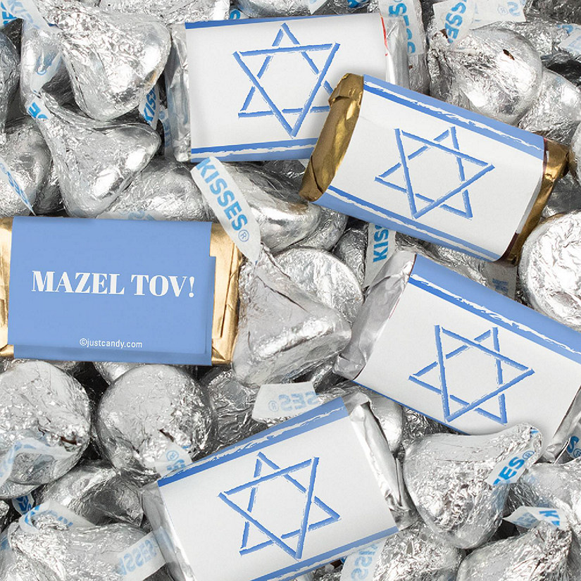 116 Pcs Bar Mitzvah Candy Party Favors Hershey's Miniatures & Kisses - Mazel Tov Image