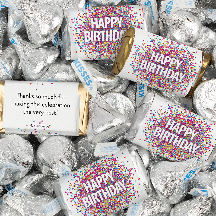 116 Pcs Birthday Candy Party Favors Miniatures & Silver Kisses (1.5 lbs, Approx. 116 Pcs) Image