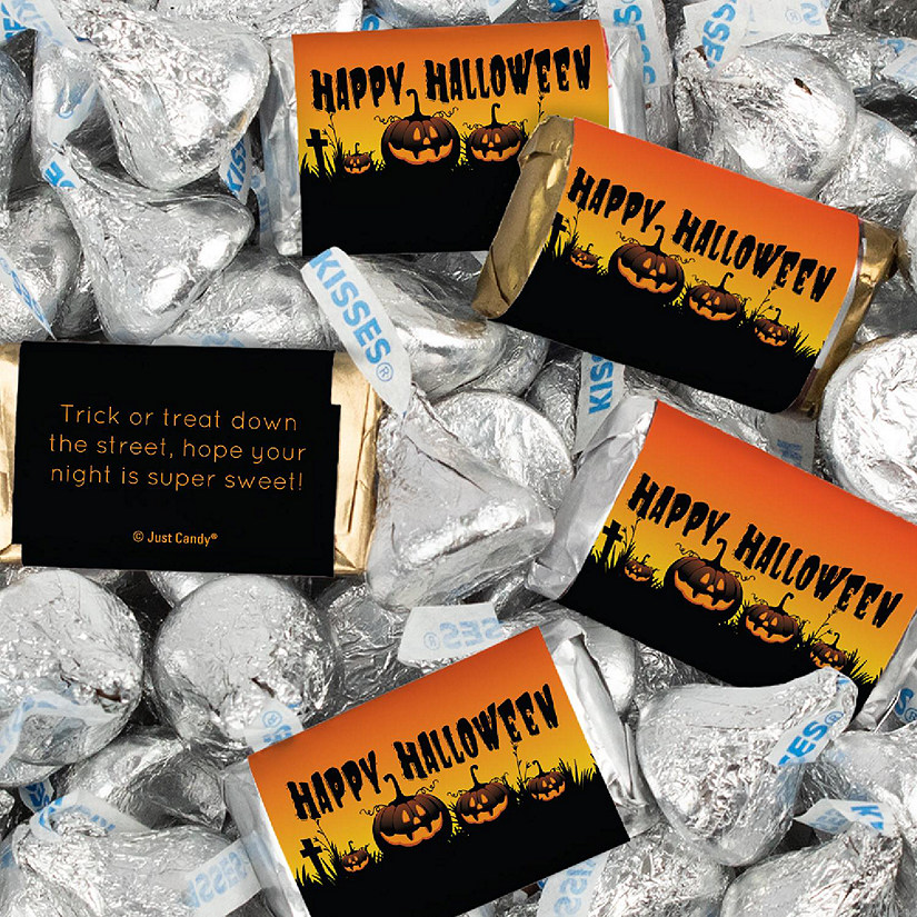 116 Pcs Halloween Candy Party Favors Hershey's Miniatures & Kisses - Pumpkins Image