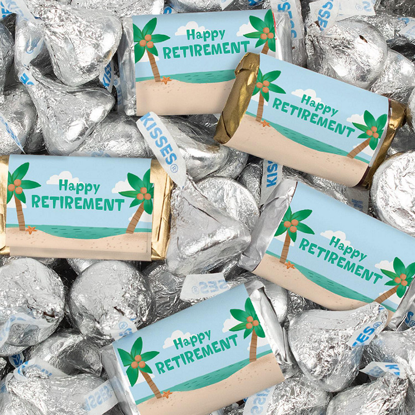 116 Pcs Retirement Party Candy Favors Hershey's Miniatures & Kisses - Tropical Image