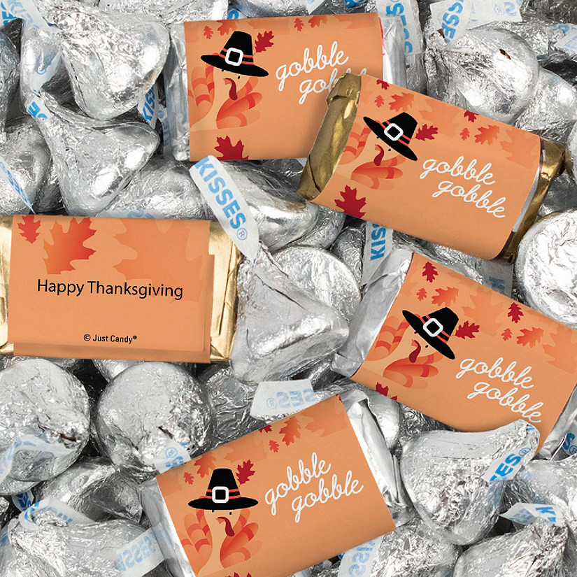 116 Pcs Thanksgiving Candy Party Favors Hershey's Miniatures & Chocolate Kisses - Turkey Image