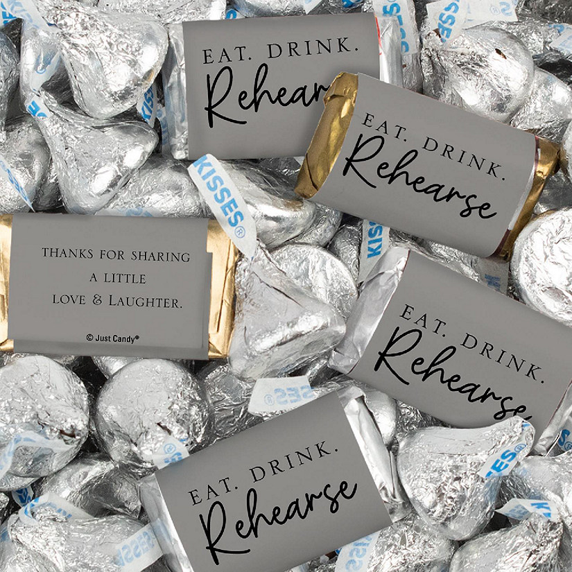 116 Pcs Wedding Rehearsal Dinner Candy Favors Miniatures Chocolate & Kisses (1.50 lbs) - Grey Image