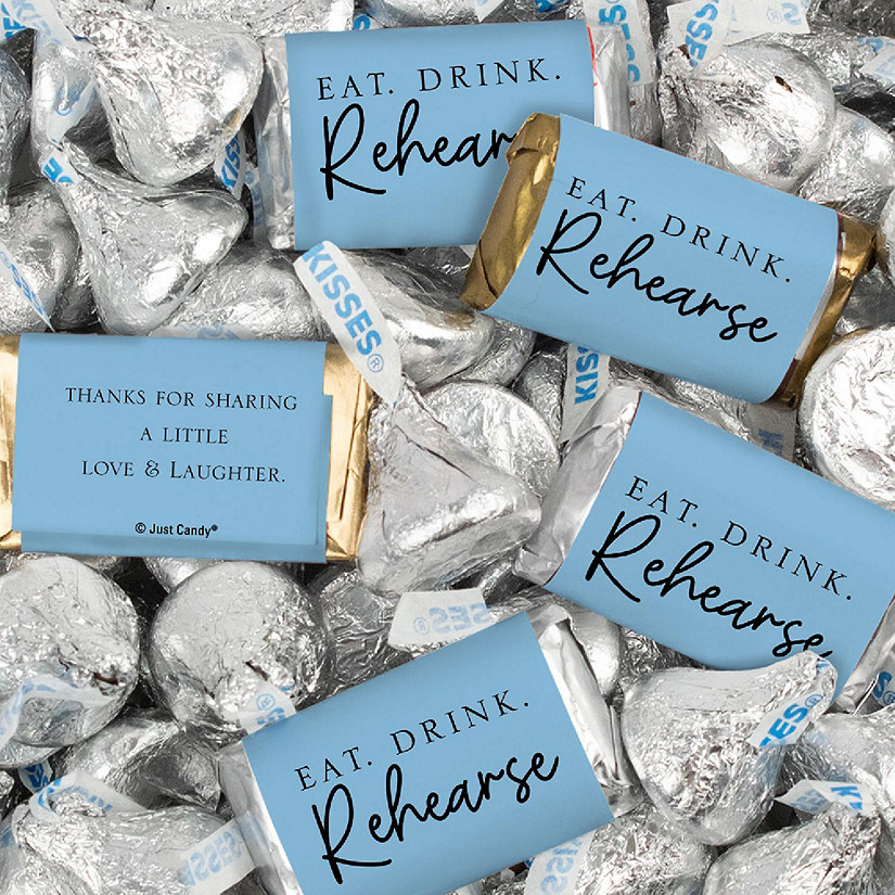 116 Pcs Wedding Rehearsal Dinner Candy Favors Miniatures Chocolate & Kisses (1.50 lbs) - Light Blue Image