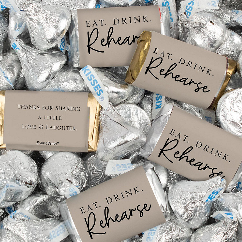 116 Pcs Wedding Rehearsal Dinner Candy Favors Miniatures Chocolate & Kisses (1.50 lbs) - Taupe Image