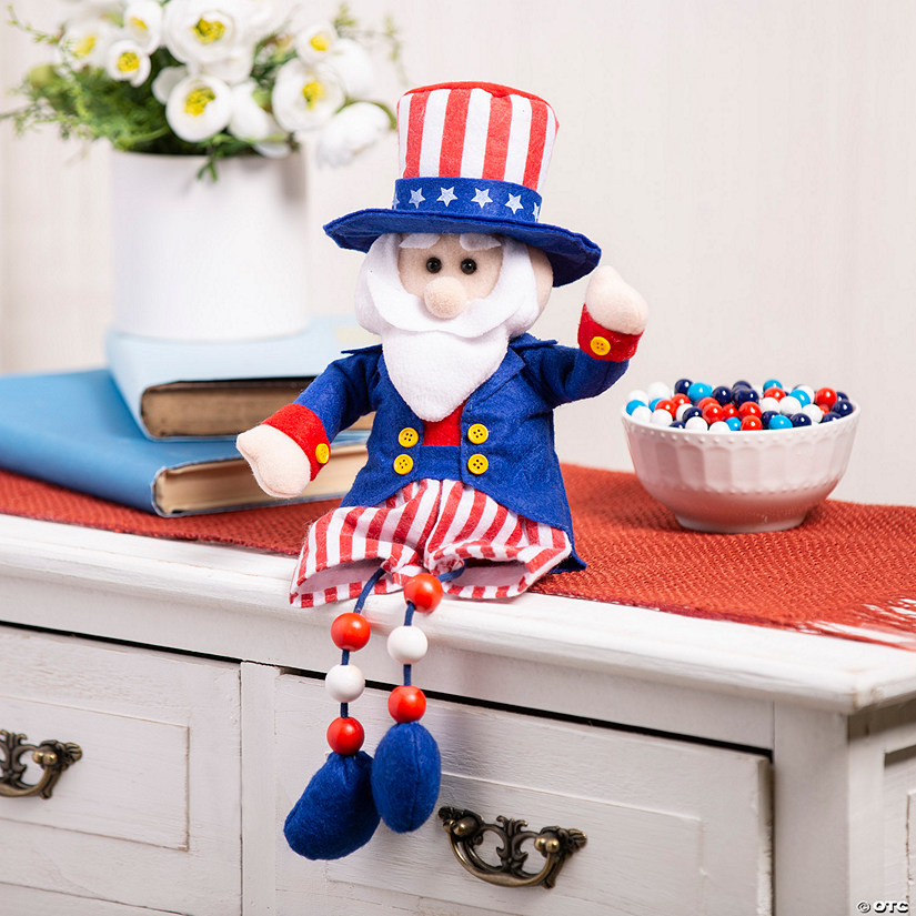 12 1/2" Dangle-Leg Patriotic Uncle Sam Tabletop Decoration Image