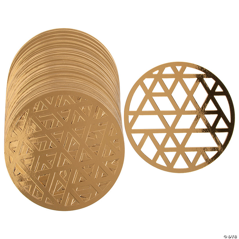 12" Bulk 96 Pc. Gold Laser-Cut Circle Cardstock Charger Placemats Image